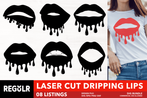 Download Laser Cut Dripping Lips SVG Bundle - Dripping lips svg Collection