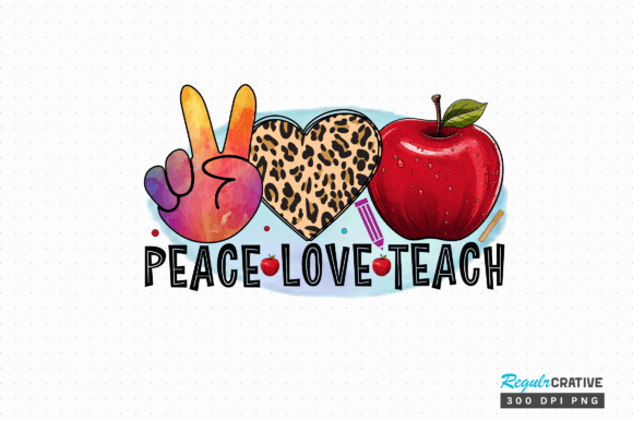 Download Peace Love Teach PNG Design - Peace love teach Collection