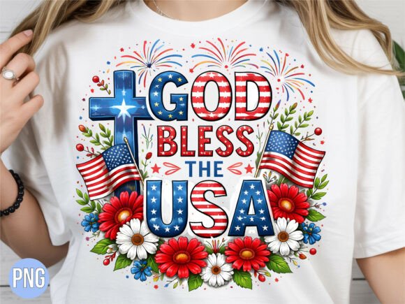 Download God Bless USA Floral American Flag PNG - Usa Collection