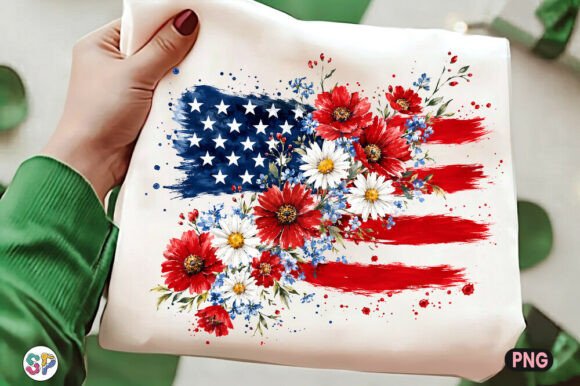 Download Patriotic Floral USA Flag PNG 4th July - Usa Collection